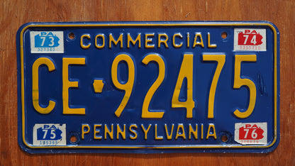 1973 1974 1975 1976 Pennsylvania Blue Vintage License Plate