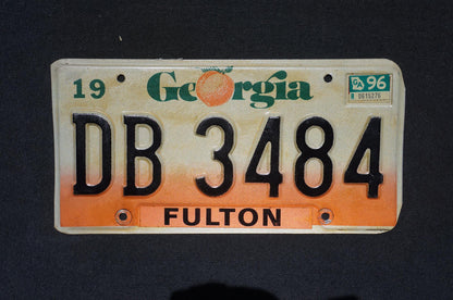 1996 Georgia Peach License Plate FULTON County