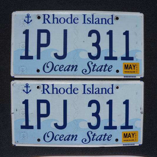 2024 Rhode Island License Plate PAIR / SET - Ocean State Wave Flat New Design