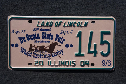 2004 Illinois du quoin state fair Convention License Plate # 145 Horse Trot