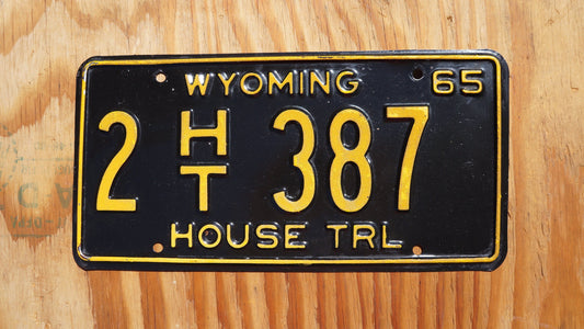 1965 Wyoming HOUSE TRAILER HT Black License Plate # 378