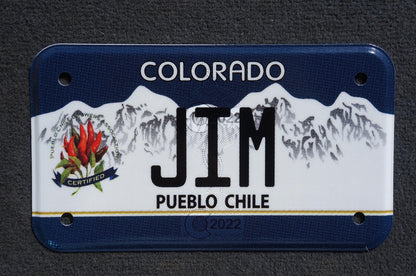2022 Colorado JIM MOTORCYCLE Pueblo Chile Blue Vanity License Plate