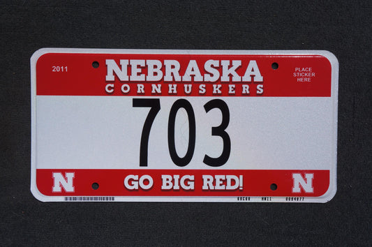 Nebraska CORNHUSKERS License Plate # 703 Go Big Red!