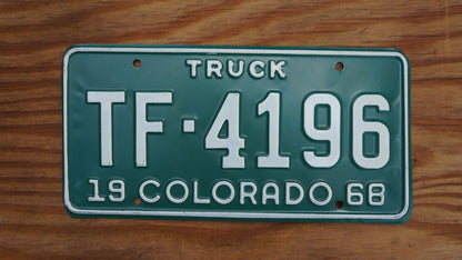 1968 Colorado Truck Green License Plate