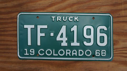 1968 Colorado Truck Green License Plate