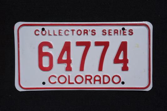 Colorado COLLECTOR'S SERIES License Plate - Red on White Vintage