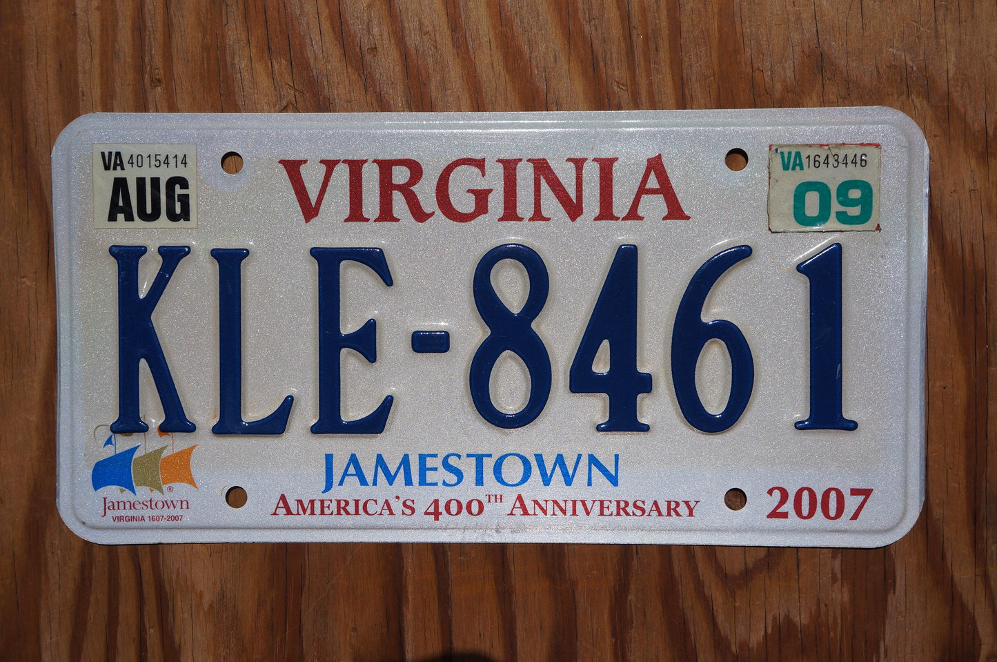 2009 Virginia JAMESTOWN 400th Anniversary License Plate