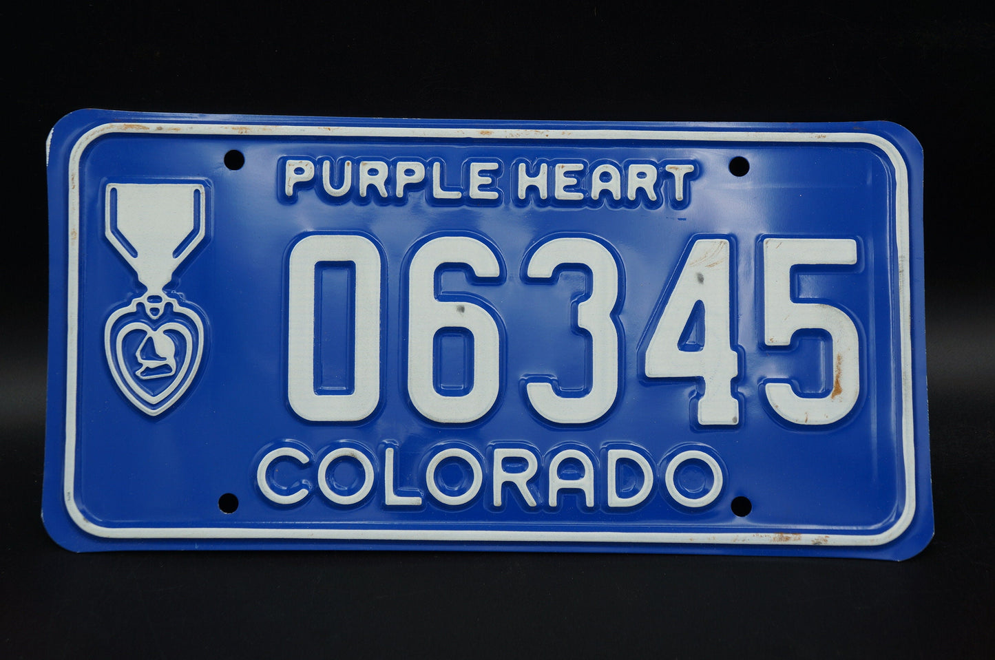 Colorado PURPLE HEART Injured Military License Plate - Nice Original