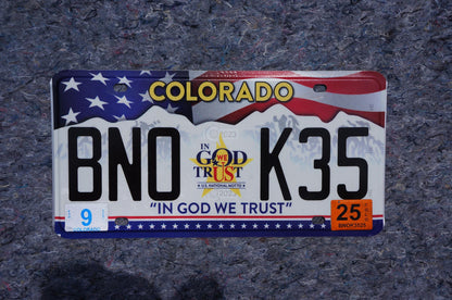 Colorado In GOD WE TRUST Graphic Flag License Plate