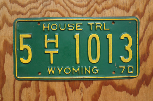 1970 Green Wyoming House Trailer License Plate # 5 - 1013 Albany County