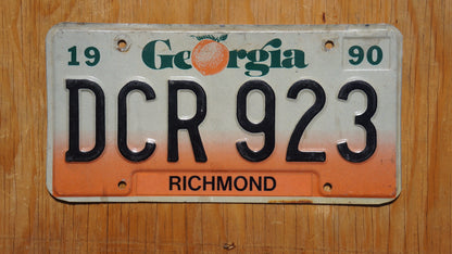 1990 Georgia Peach License Plate Richmond County