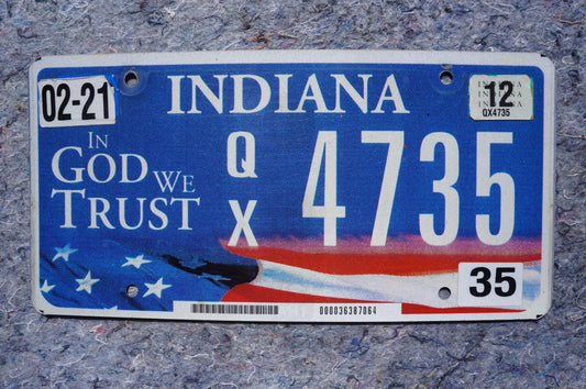 2021 Indiana In God We Trust Flag Graphic Blue License Plate