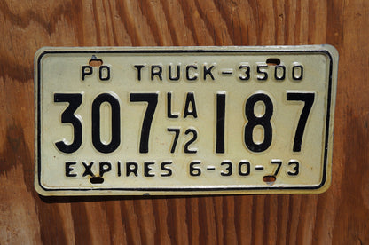 1972 1973 Louisiana TRUCK  Vintage Embossed License Plate
