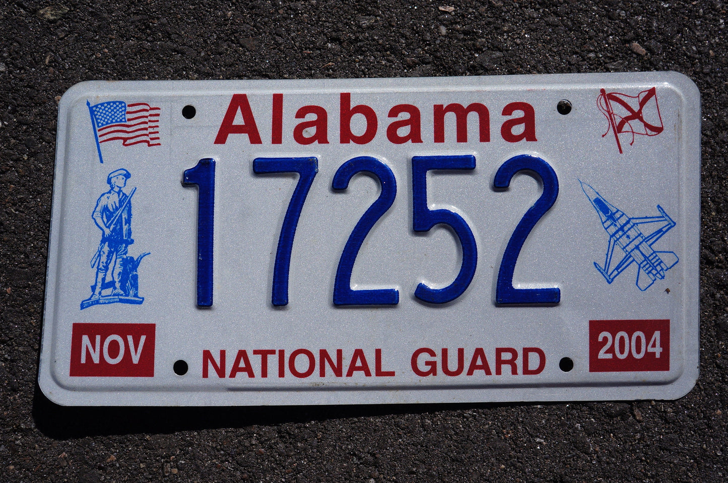 One or More - 2004 2005 2006 Alabama National Guard Soldier Airplane Flag License Plate