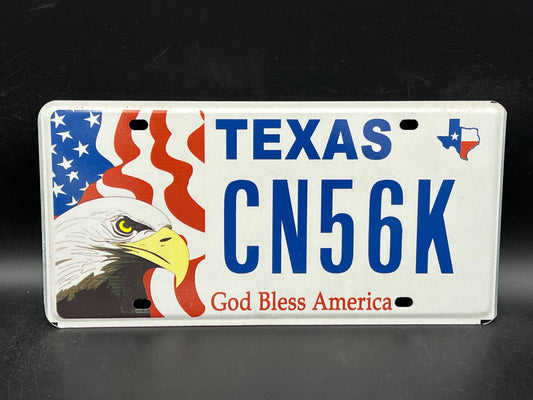 One or More - TEXAS God Bless America Eagle Flag Graphic License Plate
