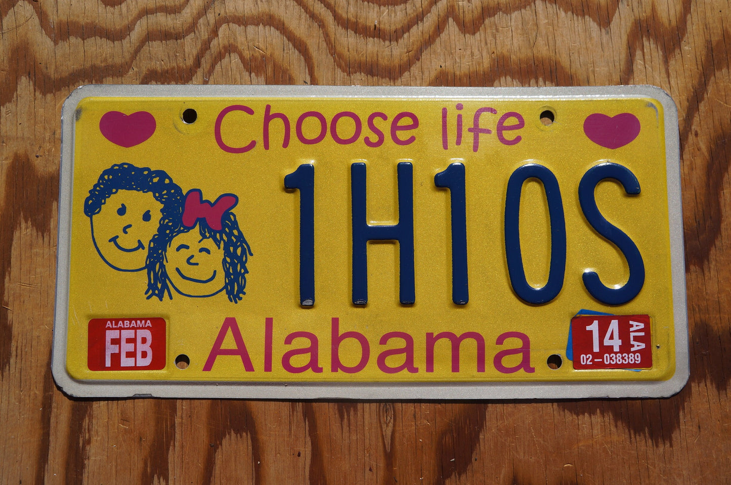 2014 Alabama License Plate CHOOSE LIFE - Kids Children Yellow Graphic