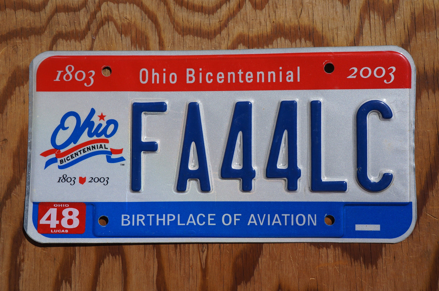 2003 Ohio BICENTENNIAL License Plate - Red White Blue