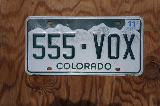 2011 Colorado Snow Mountains Green License Plates # 555 - VOX