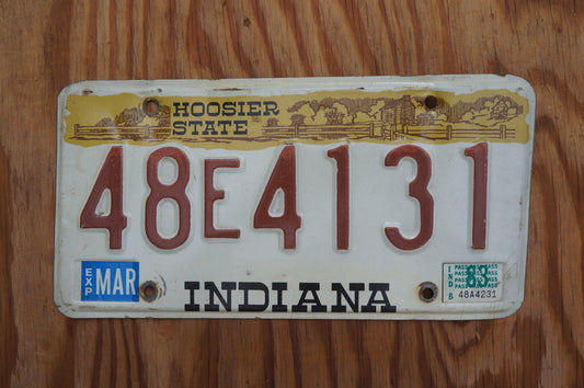 1983 Indiana Graphic License Plate Hooster State