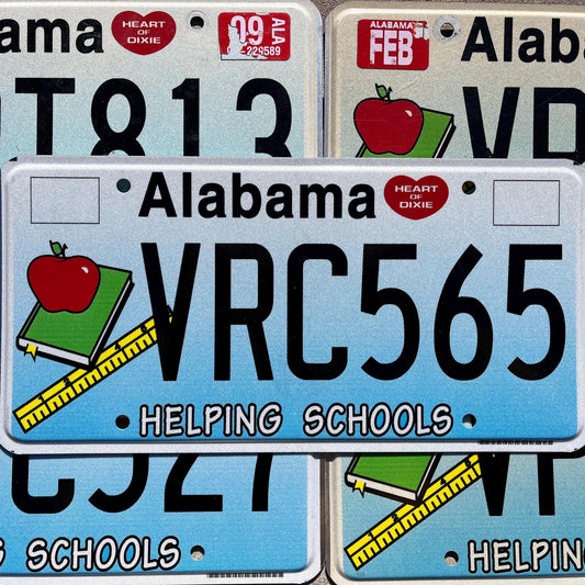 One or More - Alabama Helping Schools Graphic License Plate - Education Book Students Apple Ruler
