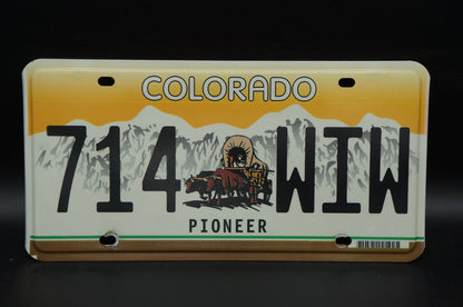 Colorado Pioneer Yellow License Plate - Horse and Wagon # 714 - WIW