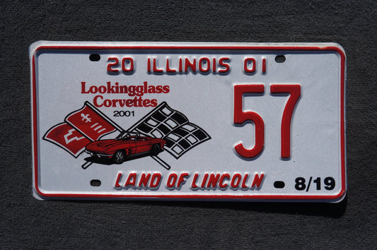 2001 Illinois Lookingglass Corvettes License Plate # 57
