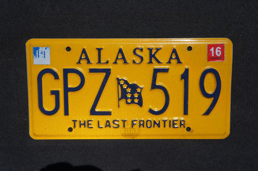 2016 Alaska Yellow Flag License Plate - The Last Frontier # GPZ 519