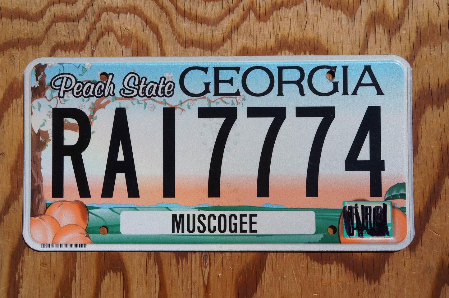 2017 Georgia PEACH STATE Colorful Graphic License Plate - RAI 7774