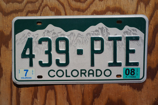 2008 Colorado SNOW MOUNTAINS License Plate # 439 - PIE