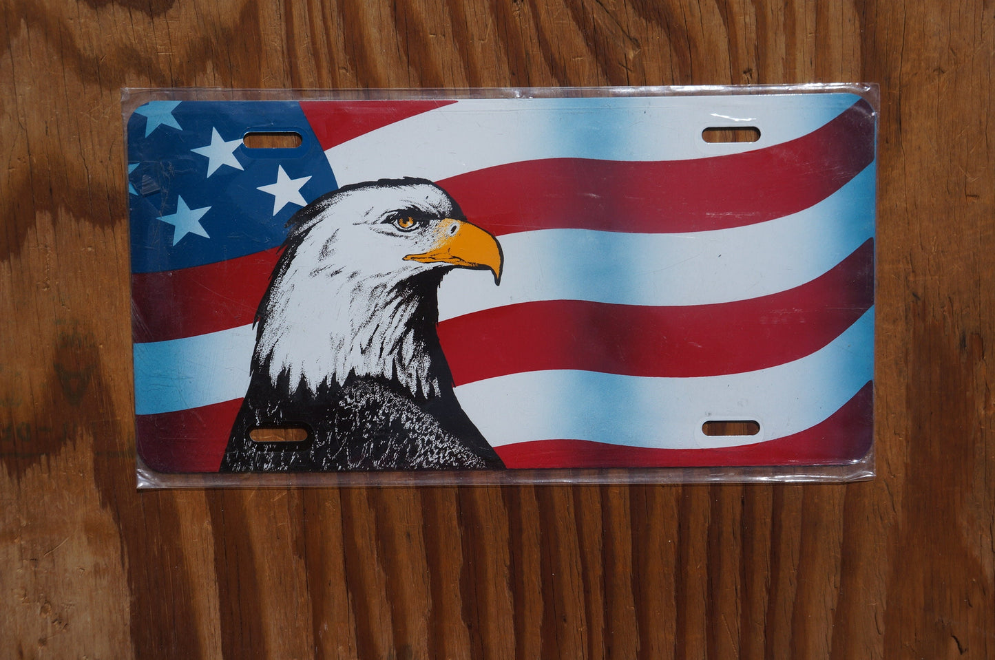 Vintage Front License Plate AMERICAN FLAG EAGLE