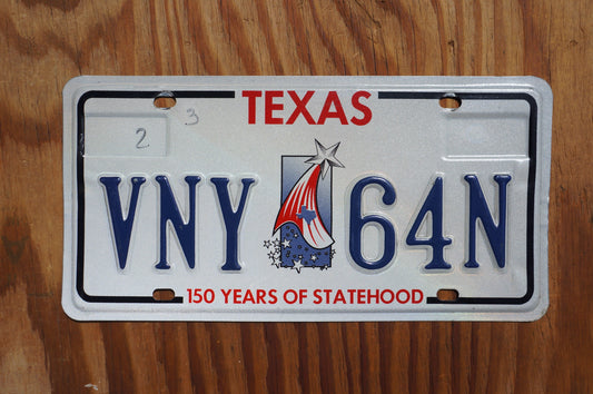 Texas Star Flag Embossed License Plate - 150 Years Of Statehood