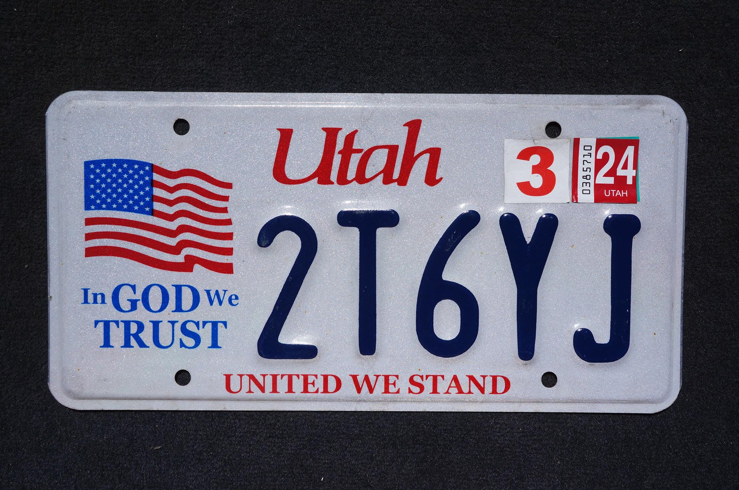 2024 Utah American Flag License Plate - In God We Trust - United We Stand
