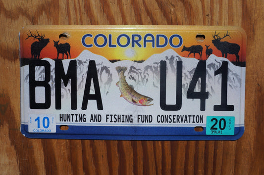 2020 Colorado HUNTING & FISHING Fund Conservation License Plate - Fish Elk Deer