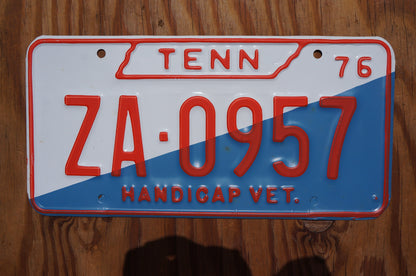 1976 Tennessee HANDICAP VET Vintage License Plate