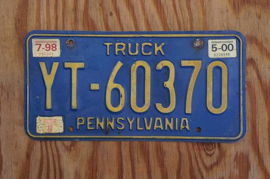1998 2000 Pennsylvania TRUCK Blue Vintage License Plate