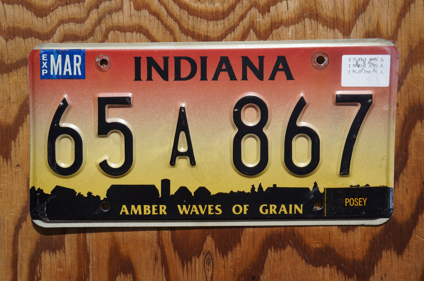 1995 Indiana Amber Waves of Grain Pink Yellow License Plate