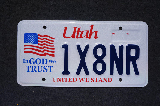 Utah American Flag License Plate - In God We Trust - United We Stand