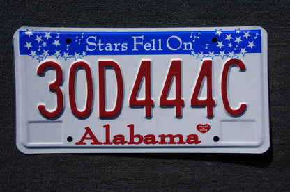 Alabama Stars Fell On Alabama License Plate #30D444C