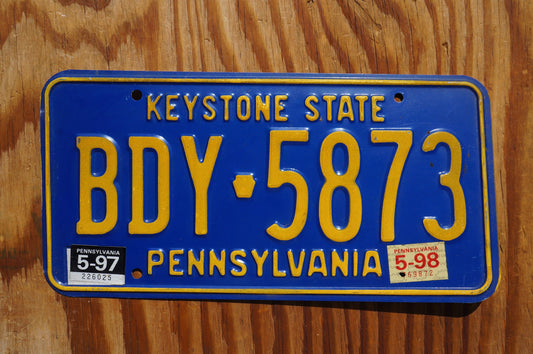 1997 1998 Pennsylvania KEYSTONE STATE Blue License Plate