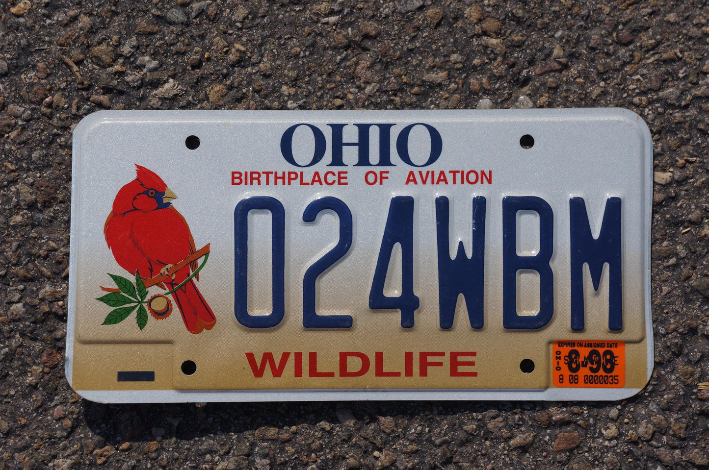 1998 Ohio WILDLIFE Colorful Graphic License Plate - Cardinal Red Bird
