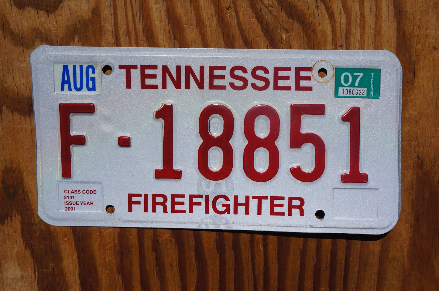 2007 Tennessee FIREFIGHTER License Plate