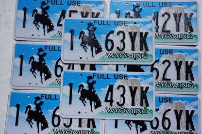 One or More Embossed WYOMING Cowboy & Horse Full Use DEALER License Plate