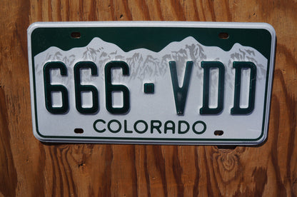Colorado SNOW MOUNTAINS License Plate # 666 - VDD