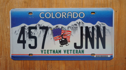 Colorado VIETNAM VETERAN Flag Helicopter Blue License Plate