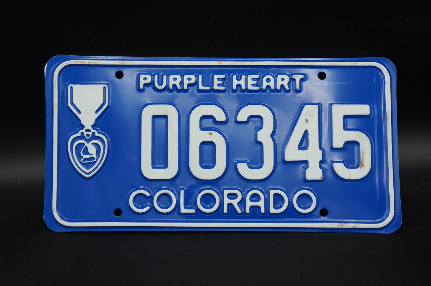 Colorado PURPLE HEART Injured Military License Plate - Nice Original