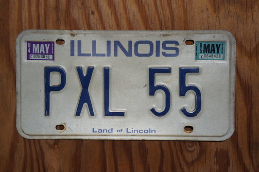 1984 1985 Illinois Vanity License Plate # PXL 55