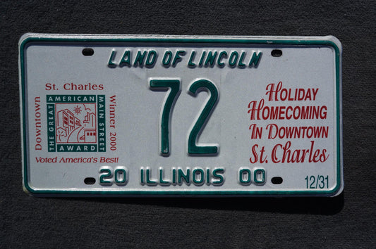 2000 Illinois Holiday Homecoming Downtown St Charles License Plate # 72