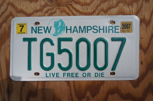 2007 New Hampshire Vintage license plate # TG5007