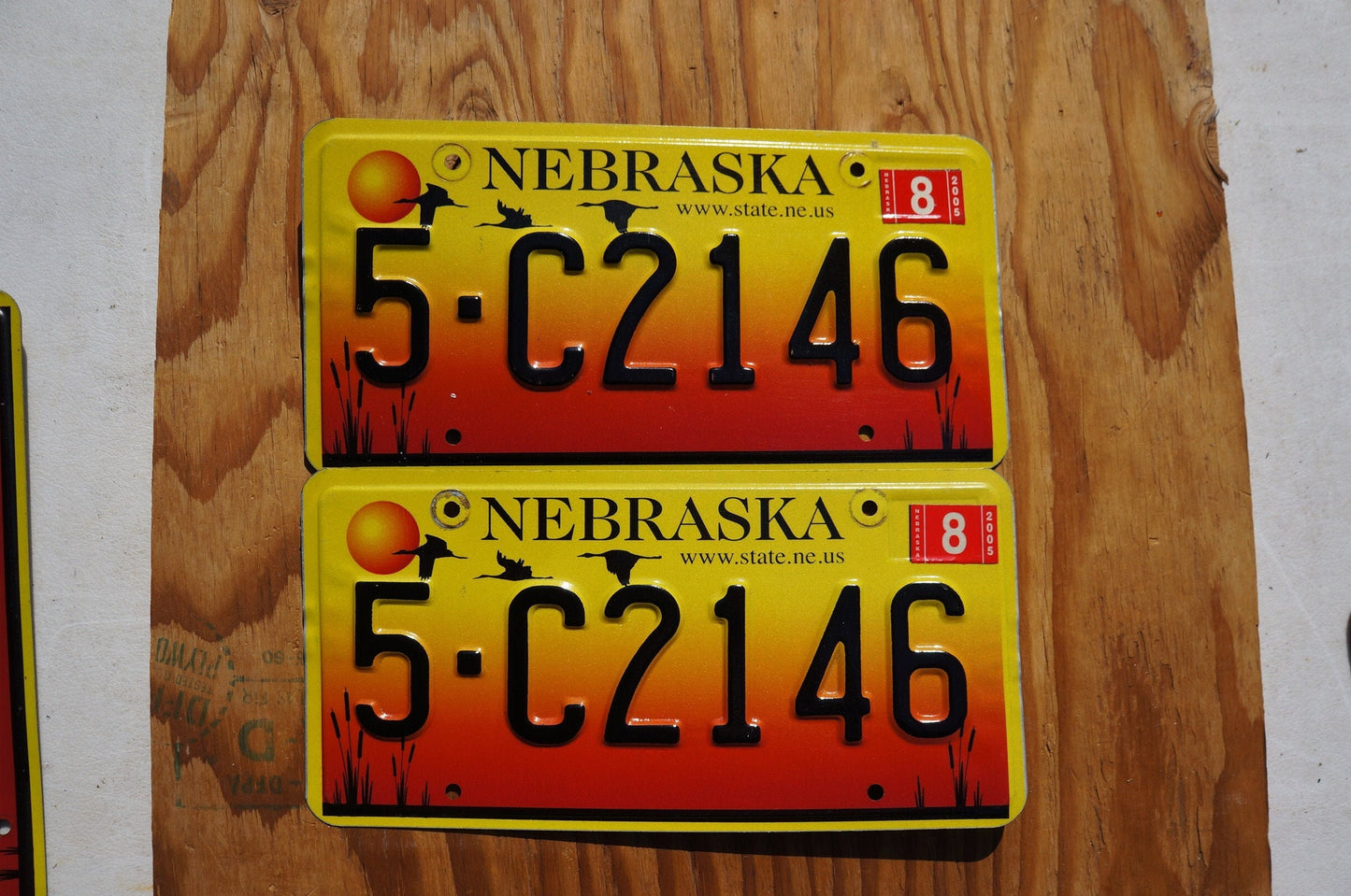 2005 Nebraska GEESE & SUNSET License Plate Pair / Set