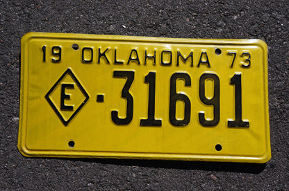 1973 Oklahoma EXEMPT Yellow License Plate